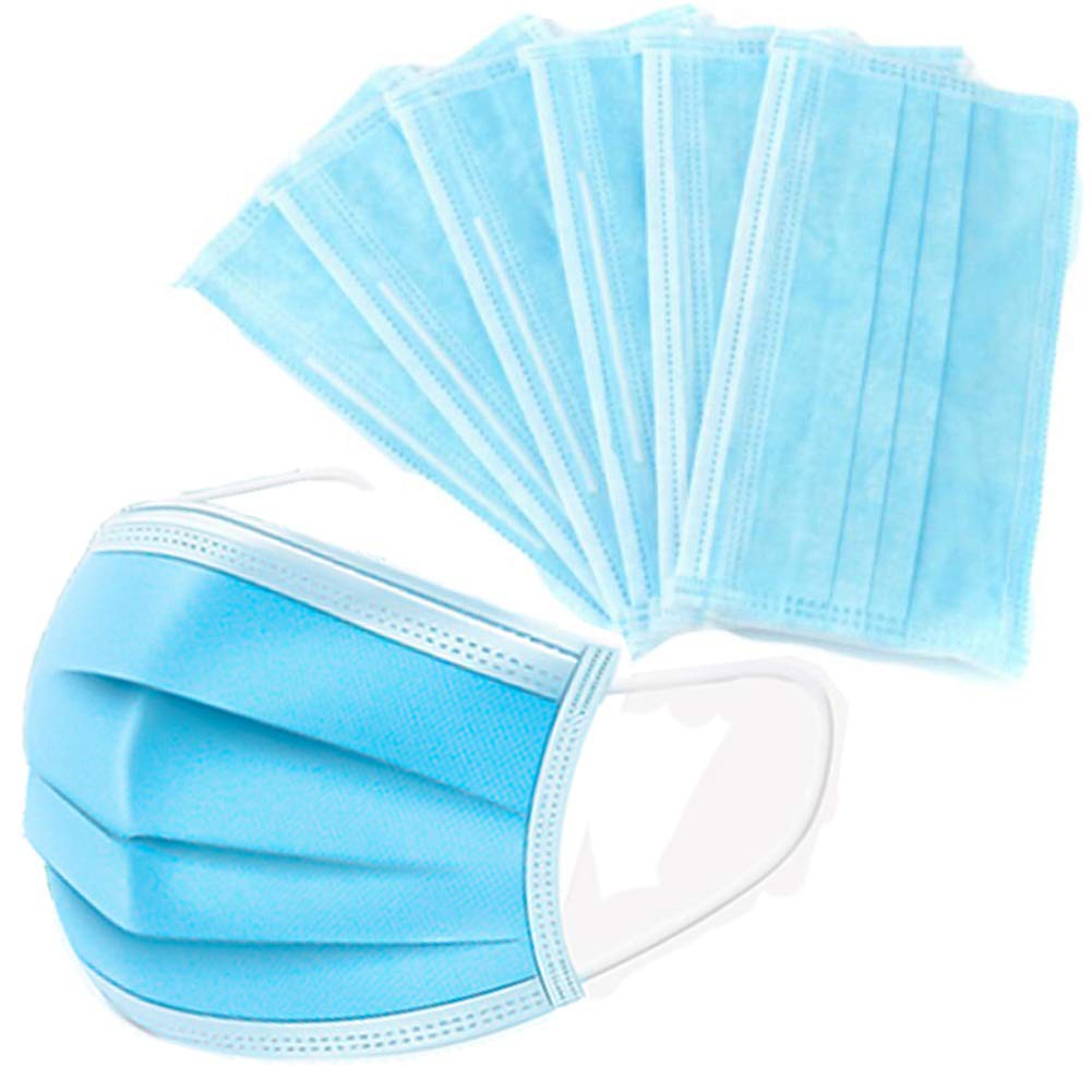 Disposable Face Mask Blue 3 Protective Layers, Nose Pin Cover