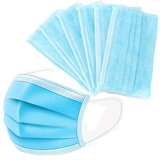 Disposable Face Mask Blue 3 Protective Layers, Nose Pin Cover