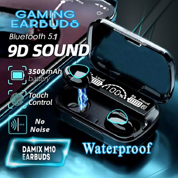 M10 Earbuds 3500 Mah Original, Waterproof,wireless Bluetooth Earbuds With Super Sound & High Quality Touch Sensors